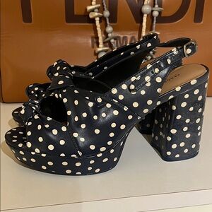 Aerosoles Navy and White Polka Dot Platform Sandals